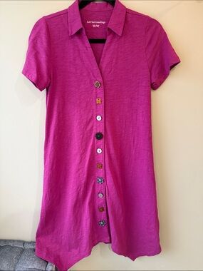 Soft Surroundings Magenta Button-Front Short Sleeve Tunic